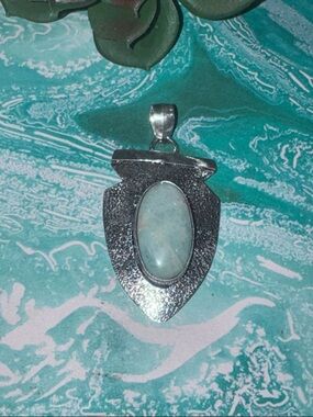 Silver Amazonite Shield Pendant